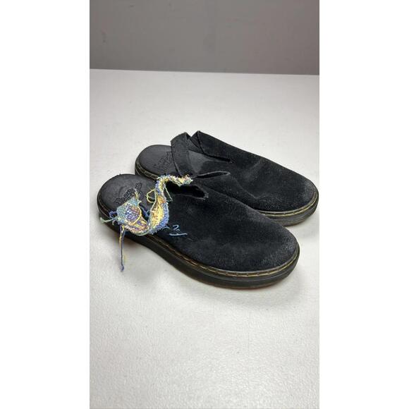 Dr. Martens Carlson Black Suede Mules Clogs CUSTOMIZED Size 6M 7W 5UK 38EU - Picture 1 of 6